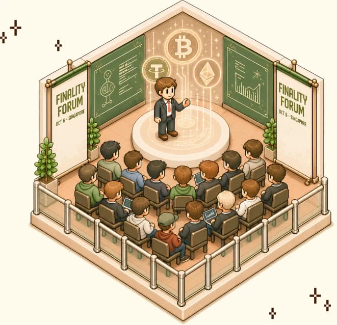 Illustration of a Finality Forum keynote room