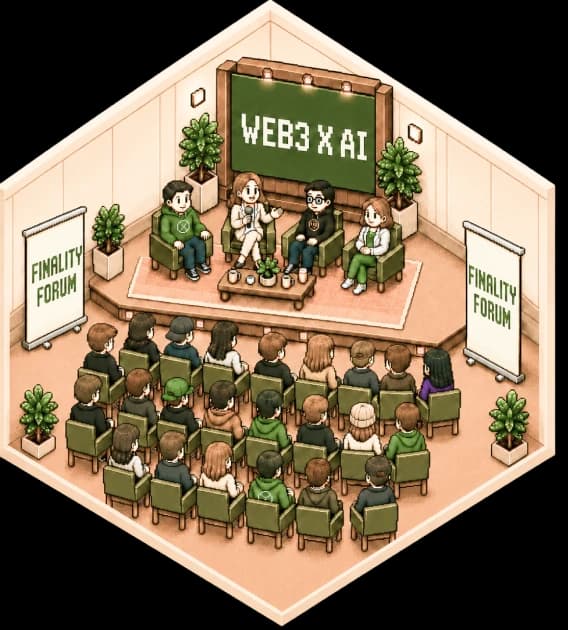 Illustration of a speaker addressing the Finality Forum audience